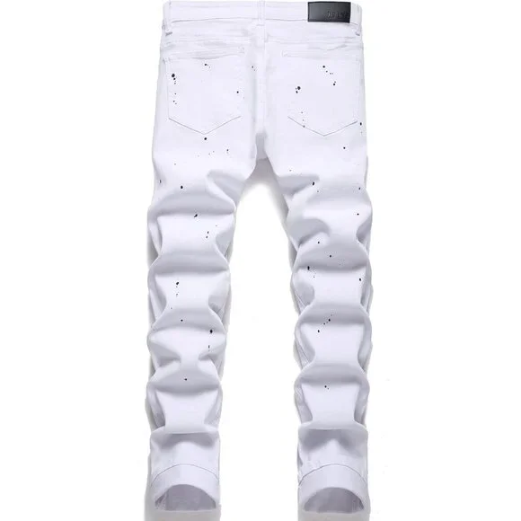 Men's Patch Ripped Stretch Regular Fit Jean With Five Pockets